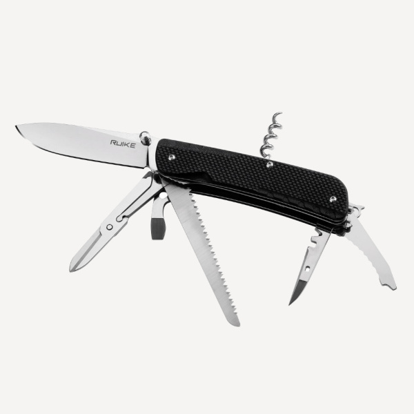 МультиТул RUiKE LD42-B 19-in-1 (Сталь_12С27/Черный_G-10)
